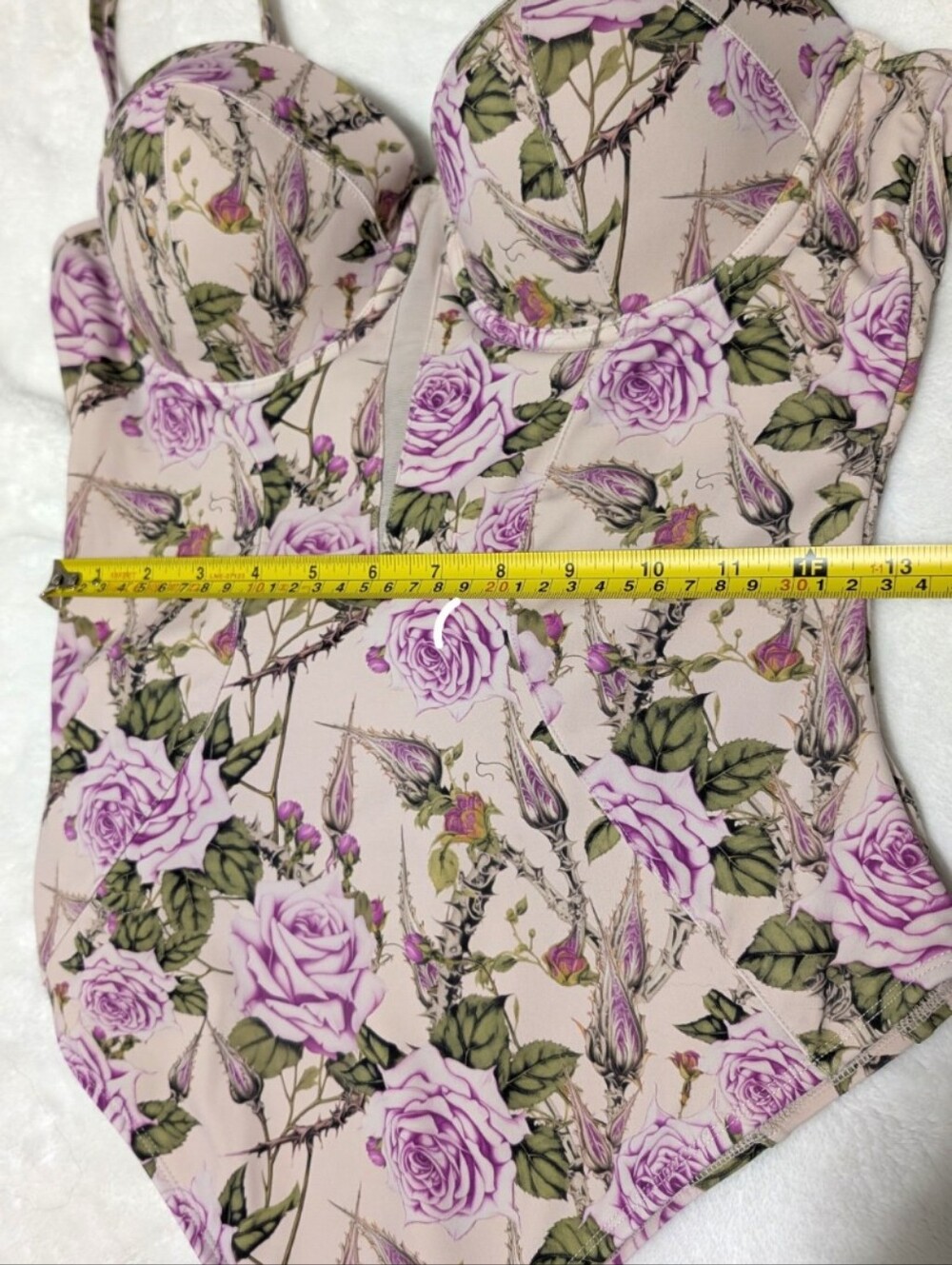 XL TA3 Floral One-Piece Sculpting Push-Up Swimsuit - Thorny Rose - Picture 12 of 13